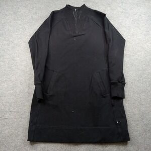 American Giant Sweatshirt Dress Womens Medium Black Mock Neck Half Zip Pockets